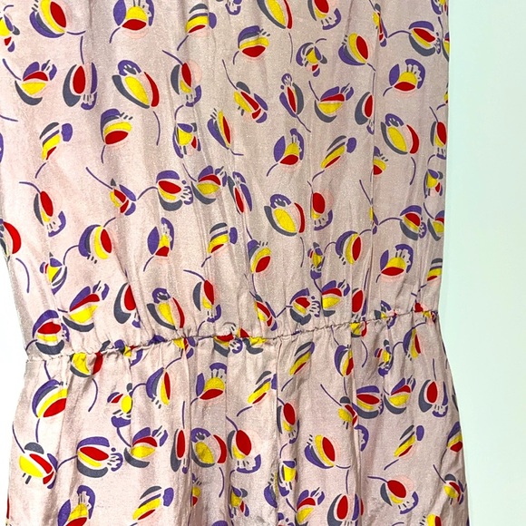 COREY LYNN CALTER Silk Cotton Midi V-Neck Dress Floral Short Sleeve Pockets - Picture 9 of 9